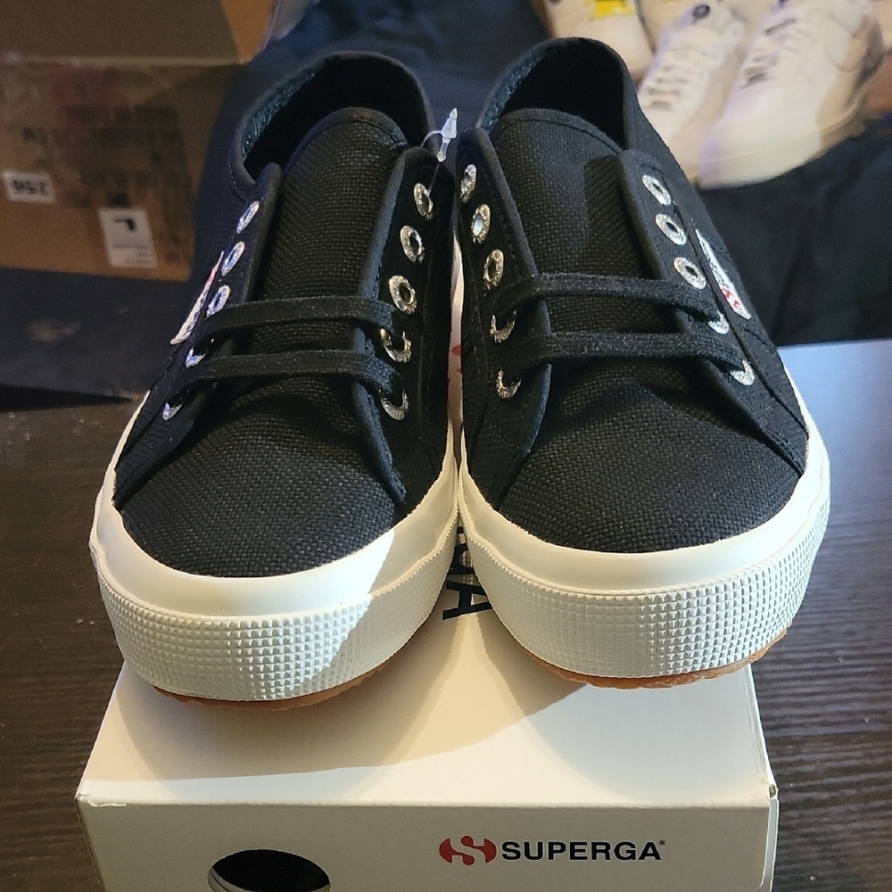 Superga 2750 Cotu Sneakers - Black and White Mens 6 Womens 7.5 NWT & BOX - Picture 4 of 10